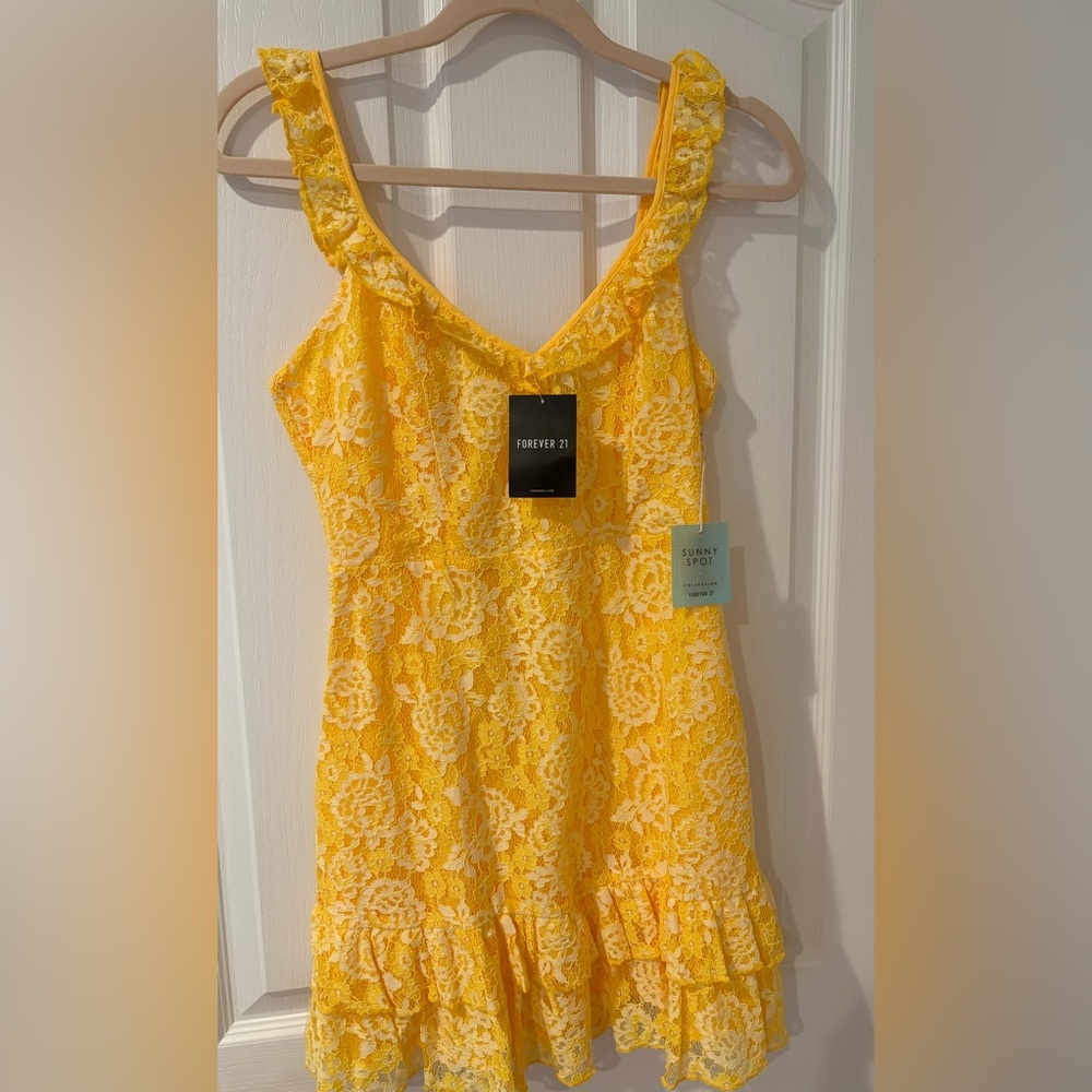 Forever 21 Yellow Lace Dress